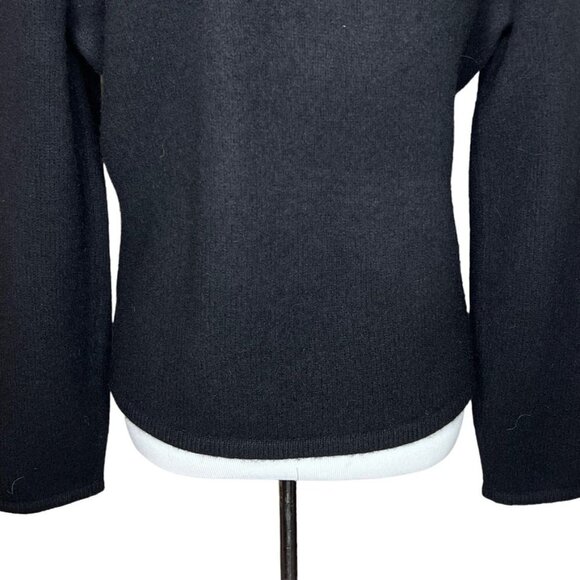 Lauren Ralph Lauren Black Lambswool Gold Tone Asymmetric Zip Moto Style Sz L - Picture 8 of 14